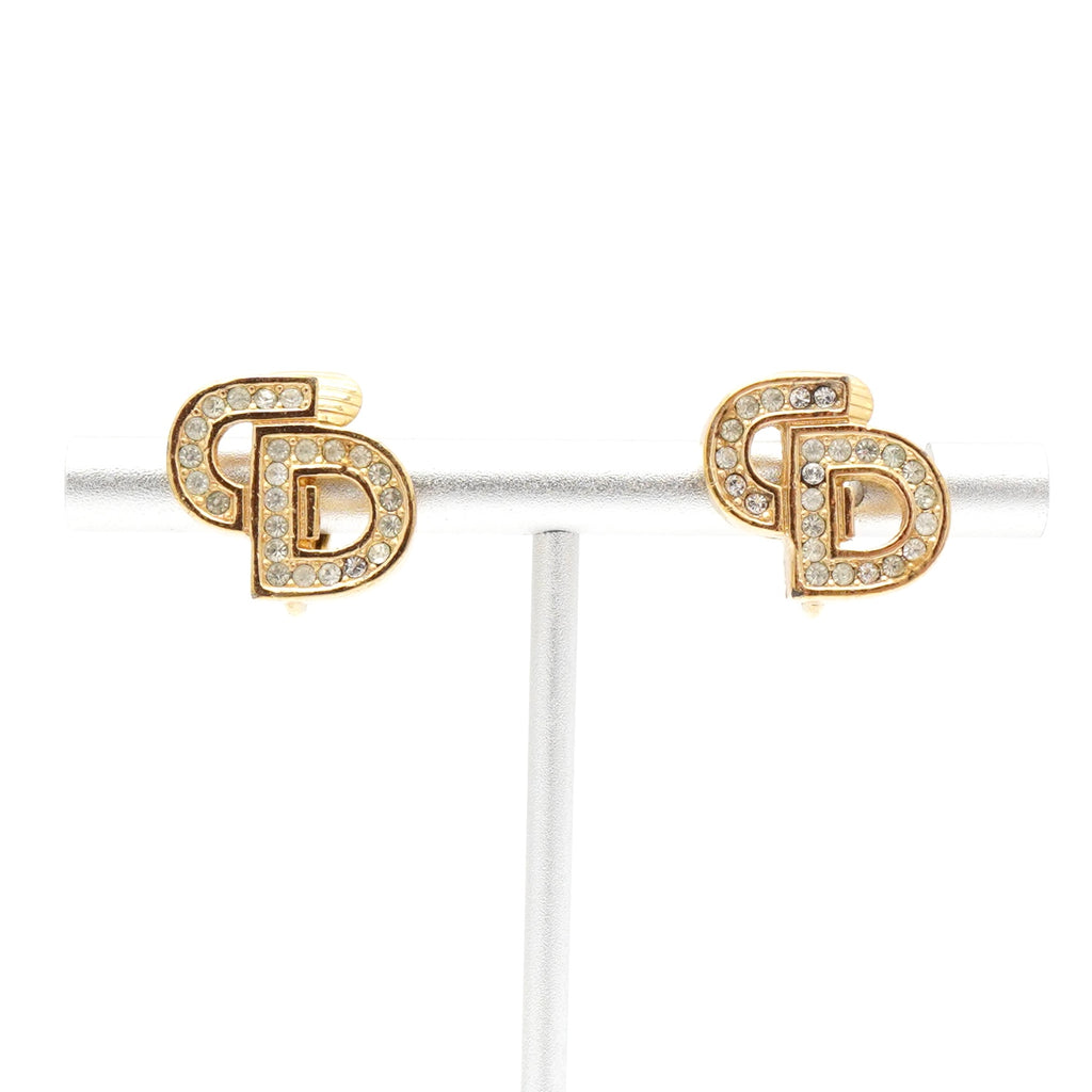クリスチャン ディオール CDロゴ ラインストーン イヤリング GP レディース