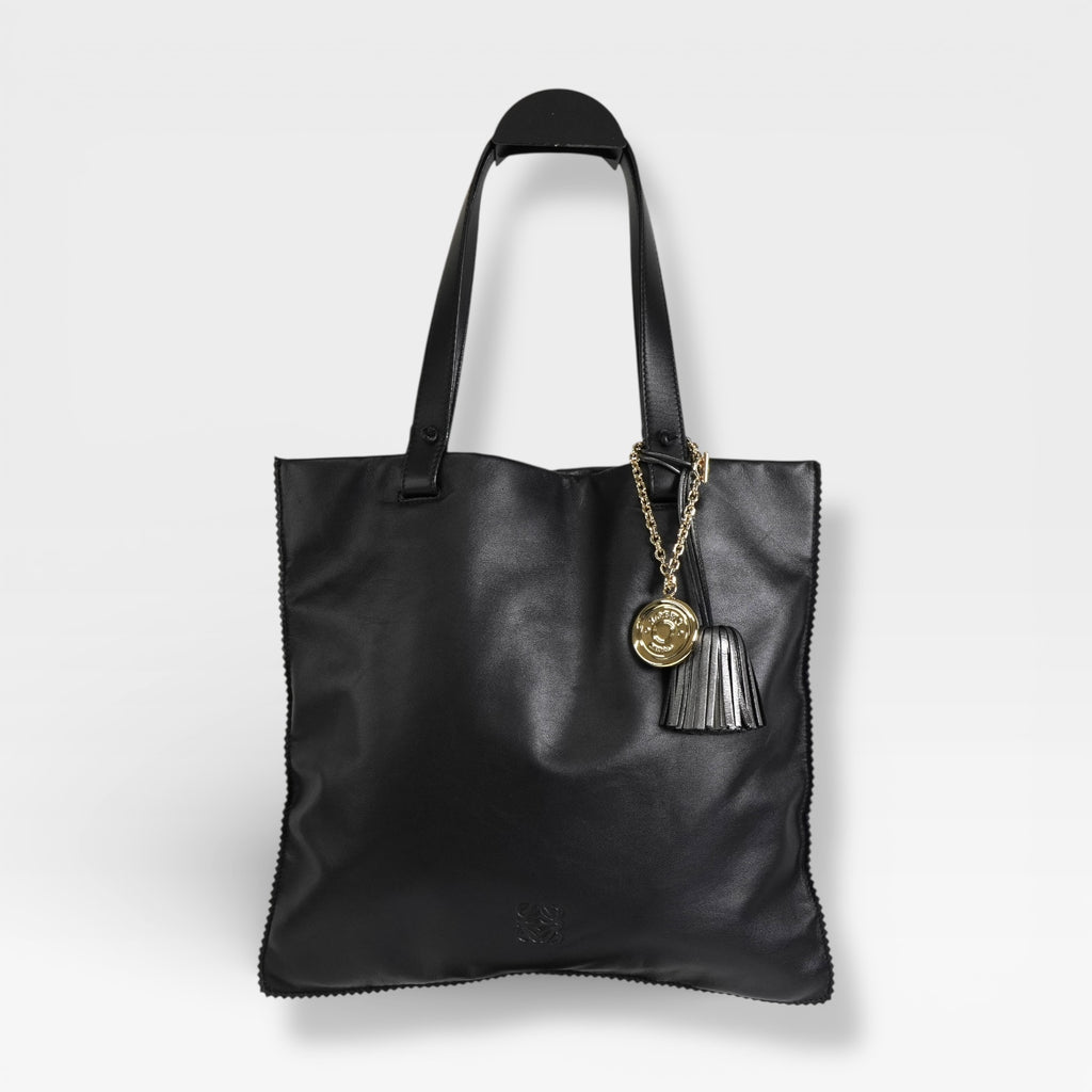 ロエベ アナグラム フラメンコ レザー トートバッグ ブラック