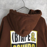 アベイシングエイプ (B)APE SOUNDS LOGO ZIP HOODIE プリント パーカー ブラウン