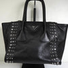 プラダ レザー ビジュー スタッズ 2way ハンドバッグ ショルダーバッグ ブラック