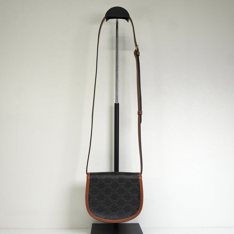 セリーヌ ミニ ブザス トリオンフ PVC / レザー ショルダーバッグ ブラック / ブラウン