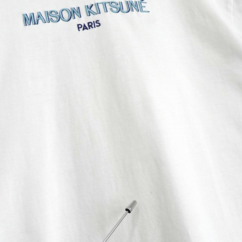 メゾン キツネ ロゴ 刺繍 Tシャツ ホワイト