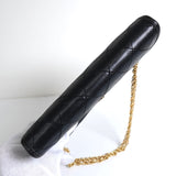 シャネル ココマーク プッシュロック マトラッセ ラムスキン チェーン ショルダーバッグ ブラック