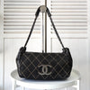 Chanel 9号 Coco Mark Wild Stitch 小羊皮链条单肩包（黑色）
