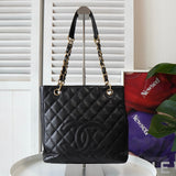 シャネル 9番台 ココマーク マトラッセ キャビアスキン チェーントートバッグ ブラック - NEWSED