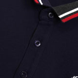 Fred Perry logo embroidered short sleeve polo shirt in navy and red