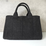 プラダ カナパ デニム 2way ハンドバッグ ショルダーバッグ グレー