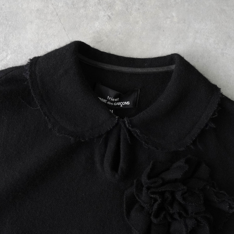 トリコ コムデギャルソン 2003年製 薔薇 装飾 カットオフ ウール ベスト レディース ブラック