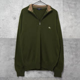 バーバリー ホースロゴ ハーフジップ ニット カーキ