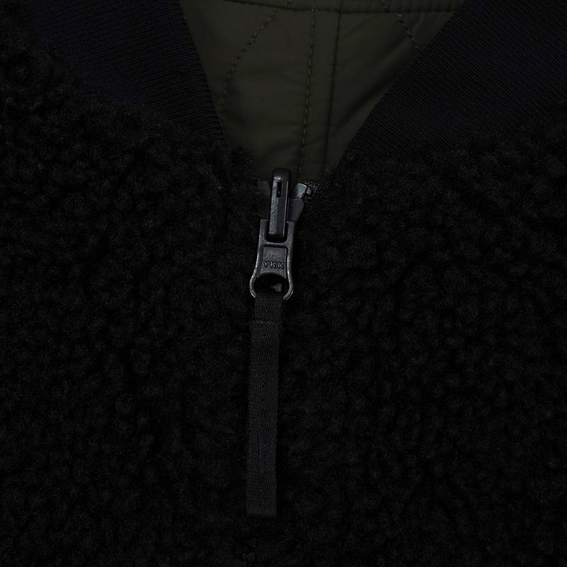 ザ ノースフェイス リバーシブル ロゴ刺繍 ロング丈 キルティングコート ボアコート カーキ / ブラック