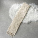 ロエベ アナグラム レザーパッチ モヘア マフラー ホワイト