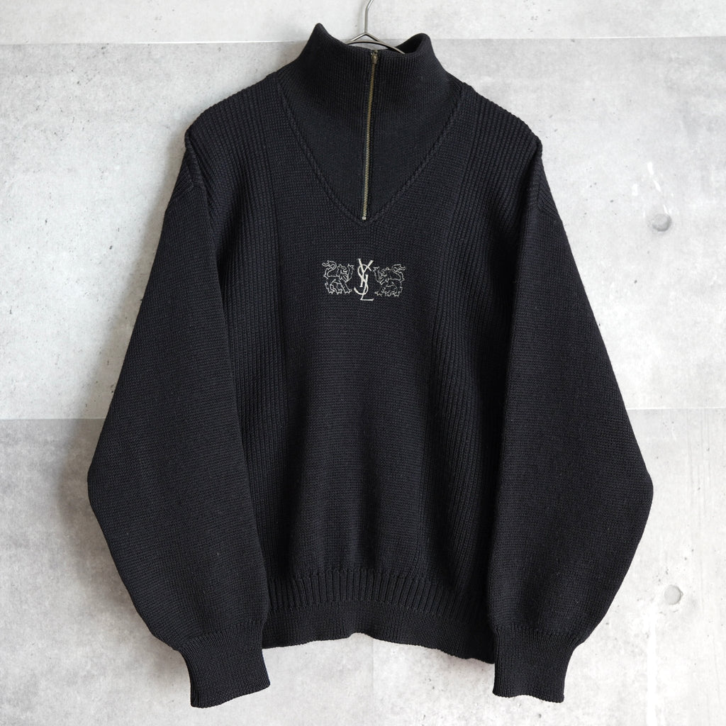 90's｜Logo Embroidery Half-zip Sweater