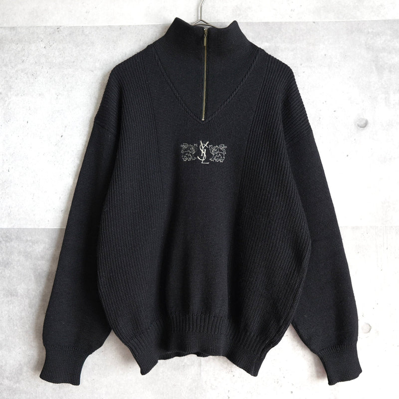 90's｜Logo Embroidery Half - zip Sweater - NEWSED