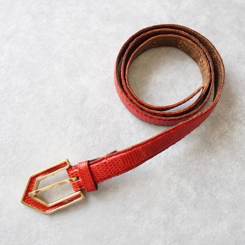 90's｜Red leather belt