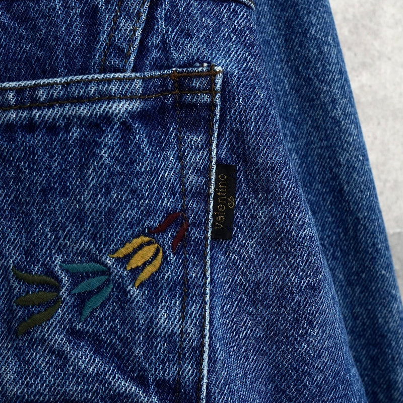バレンティノ ジーンズ ヴィンテージ Vロゴ ボタン 刺繍 デニムジャケット ブルー