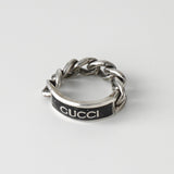 グッチ プレート チェーン シルバー925 指輪 リング サイズ17 16号 - NEWSED