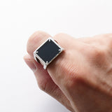 メゾンマルジェラ 四つタグ シグネットリング 指輪 シルバー925 シルバー/ブラック 17号 - NEWSED