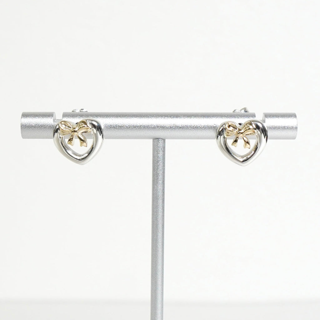 ティファニー ハート リボン ピアス シルバー925 / 18K 新品磨き済