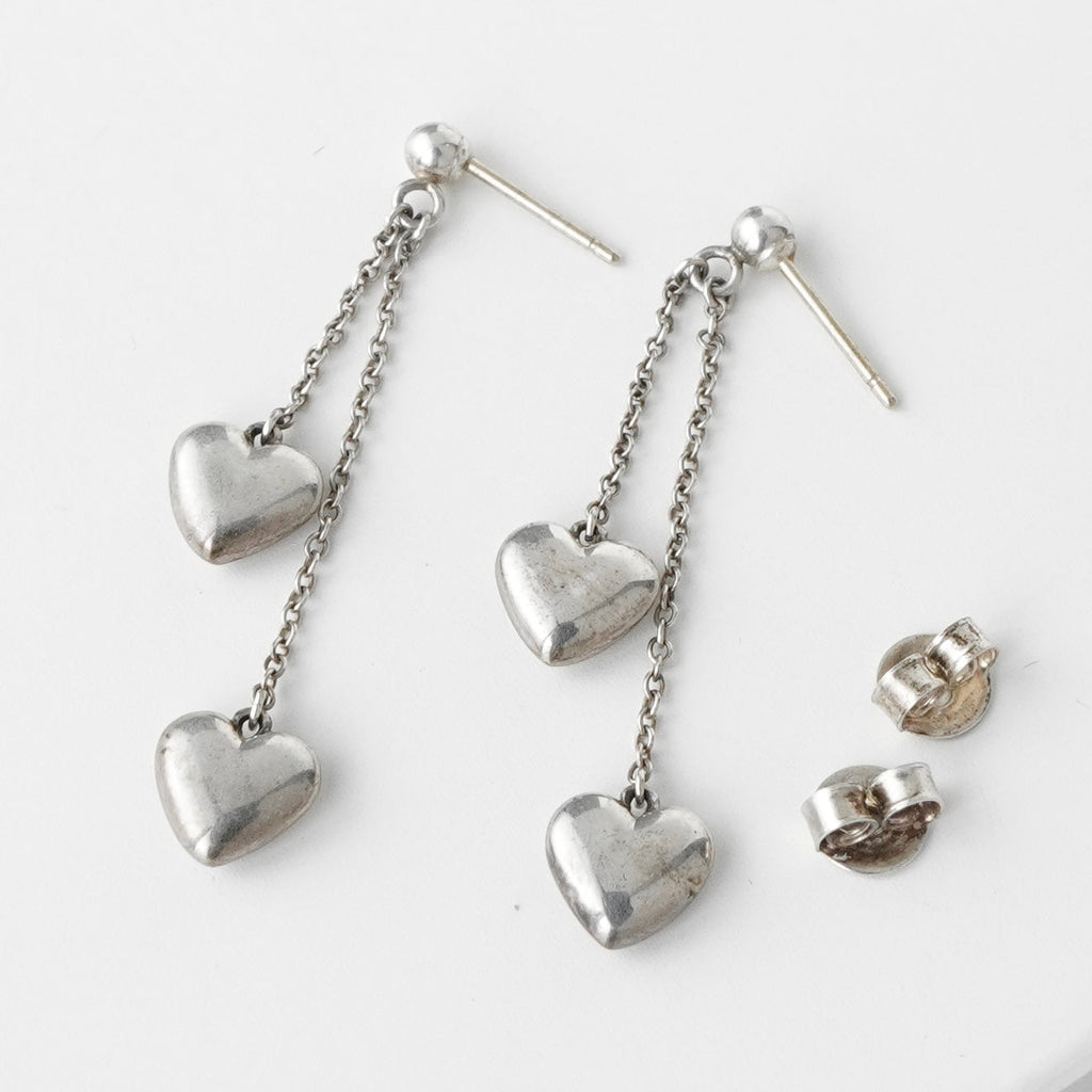 ティファニー ダブルドロップハート シルバー925 ピアス