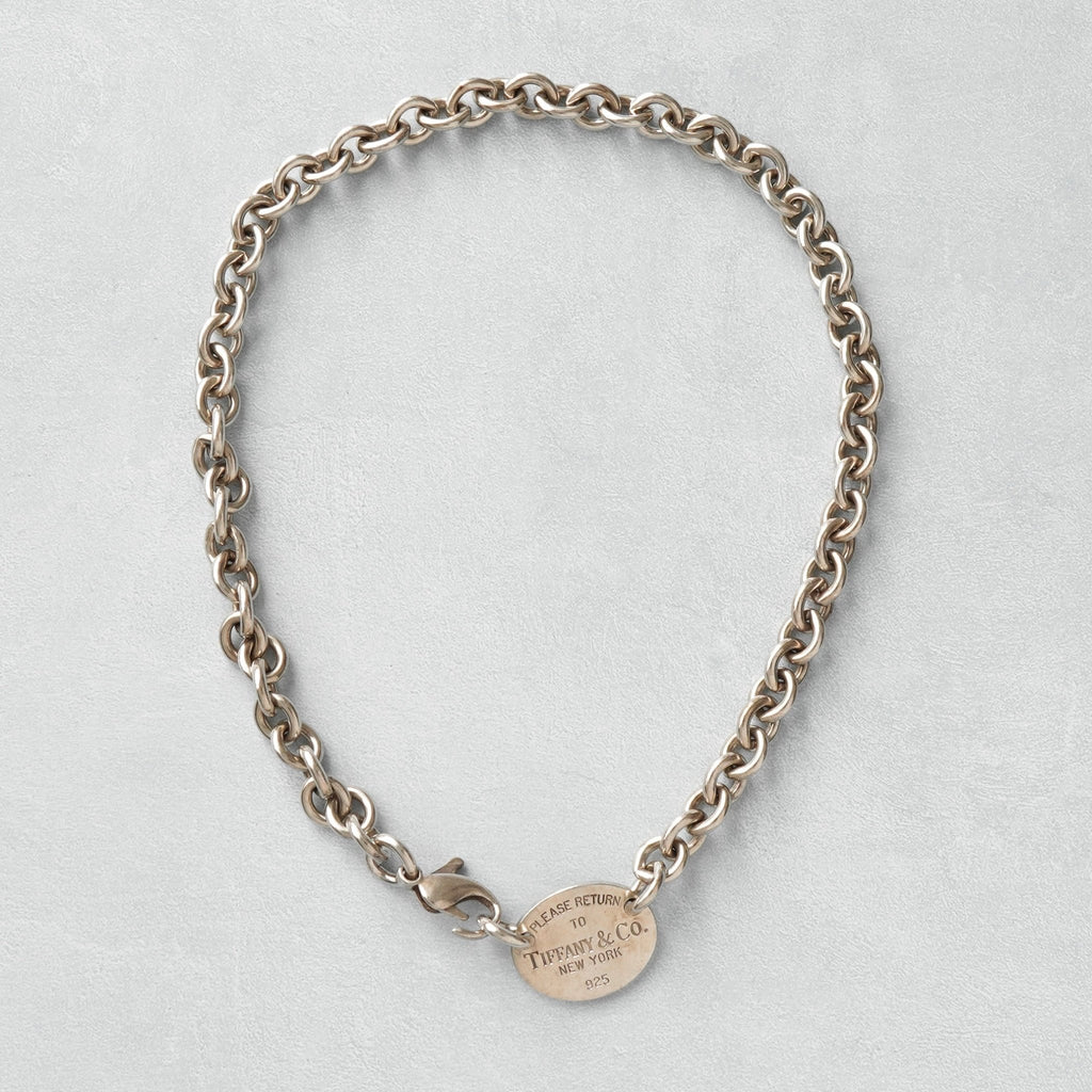 Tiffany Return to Tiffany Circle Tab Silver 925 Chain Necklace Choker