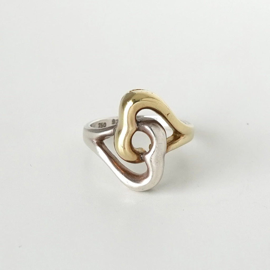 ティファニー ダブルハート シルバー925 ゴールド750 指輪 リング 10号