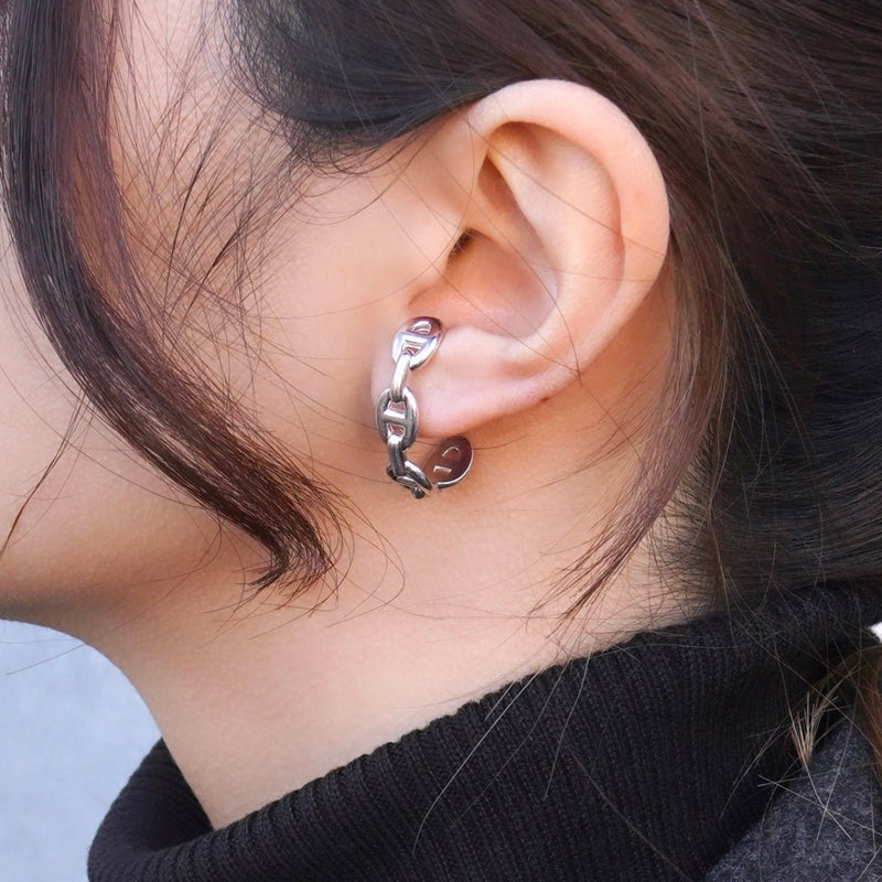 エルメス アンシェネ シェーヌダンクル シルバー925 フープ ピアス