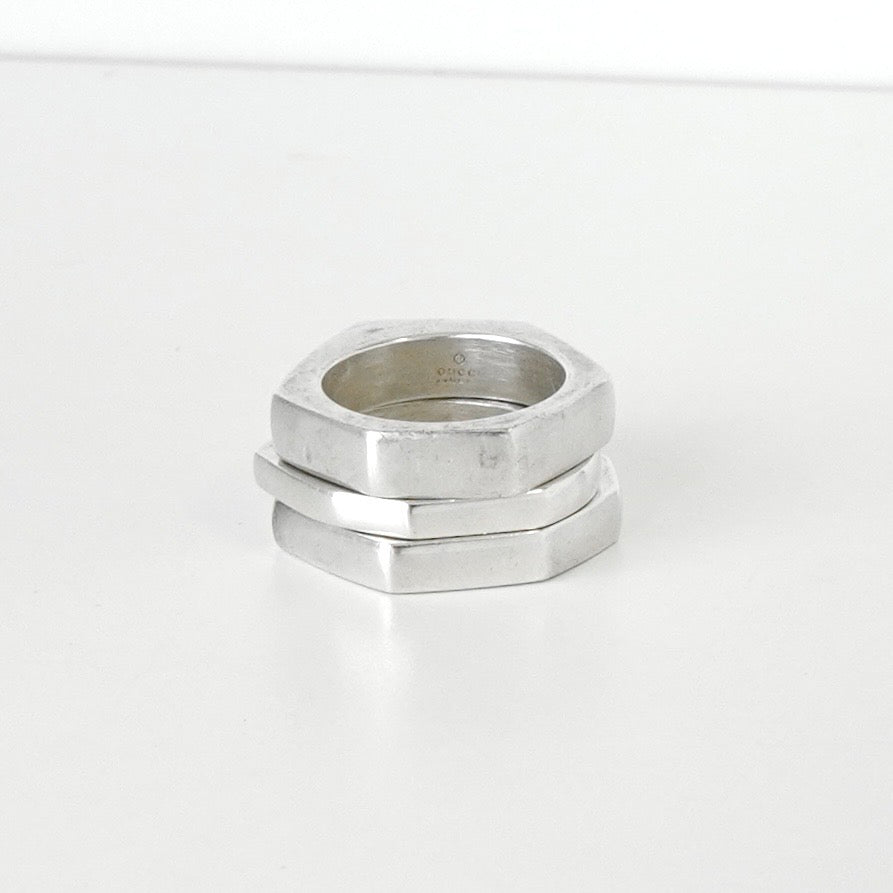 グッチ トリプルヘキサゴン シルバー925 指輪 リング 9.5号