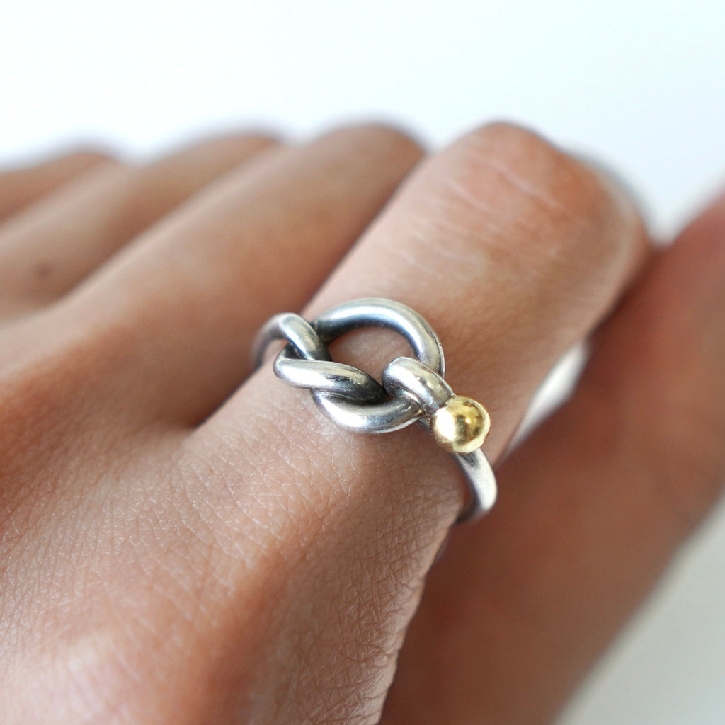 Tiffany Love Knot Silver 925 K18 Combination Ring Size 12