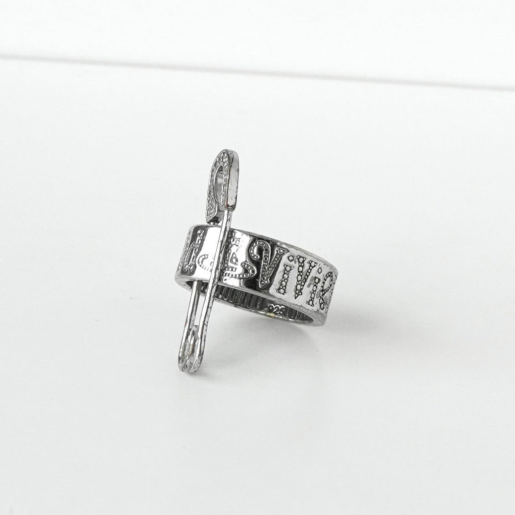 Vivienne Westwood 徽标别针，镶有水钻，银质（925）- 尺码 M（12）