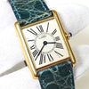 Cartier Must Tank Vermeil 925 Leather Watch with QZ Opalin Dial, Green, 6/17 Complete Service