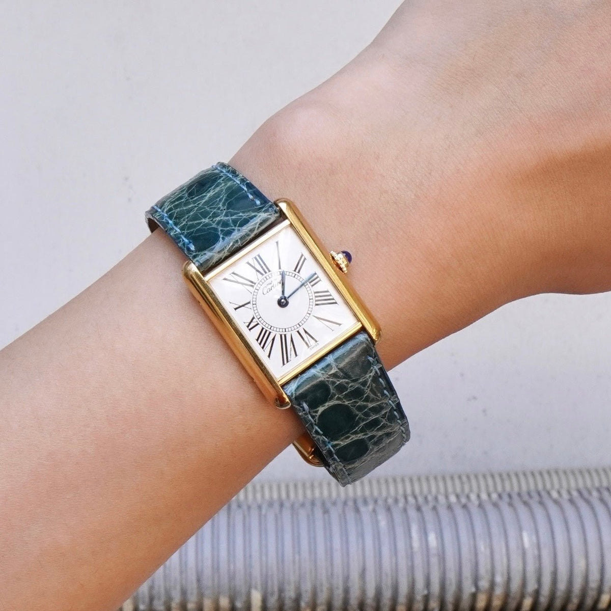 カルティエ マスト タンク ヴェルメイユ 925×レザー / QZ オパラン文字