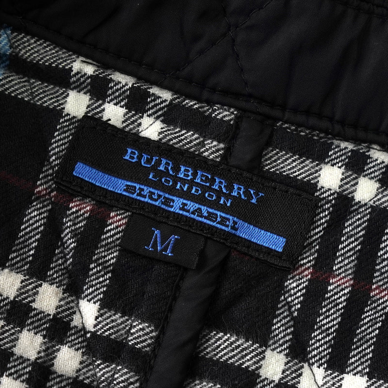 バーバリー ブルーレーベル ホースロゴ ノバチェック裏地 キルティングジャケット ブラック