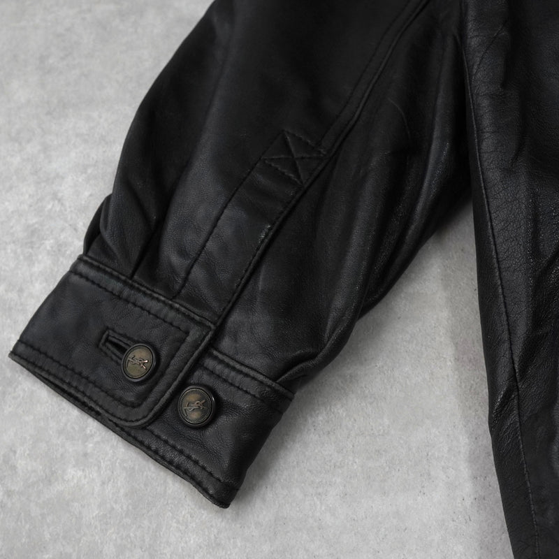 イヴ サンローラン ヴィンテージ エンボス YSLロゴ レザージャケット レザーブルゾン ブラック