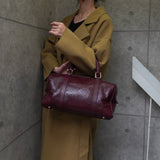 セリーヌ マカダム レザー 型押し ミニ ボストンバッグ ボルドー