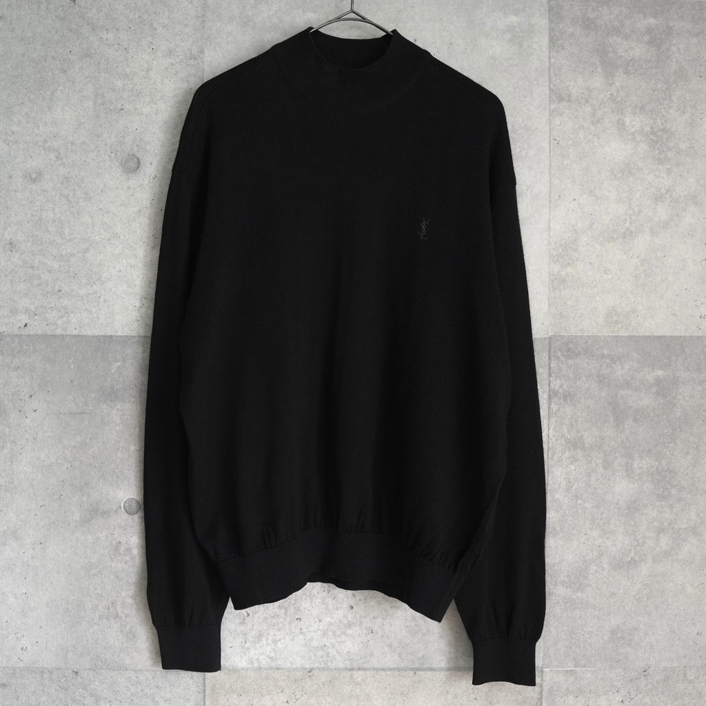 イヴサンローラン ヴィンテージ YSLロゴ モックネック ニット ブラック
