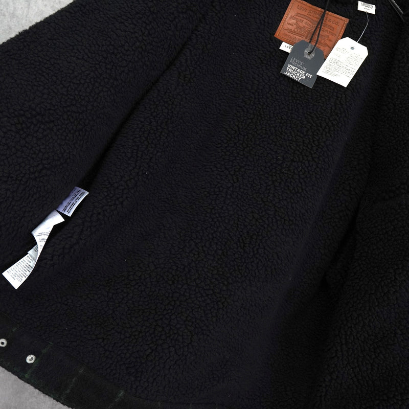 リーバイス チェック柄 ボア裏地 ウールジャケット ブラック / グリーン タグ付き未使用品