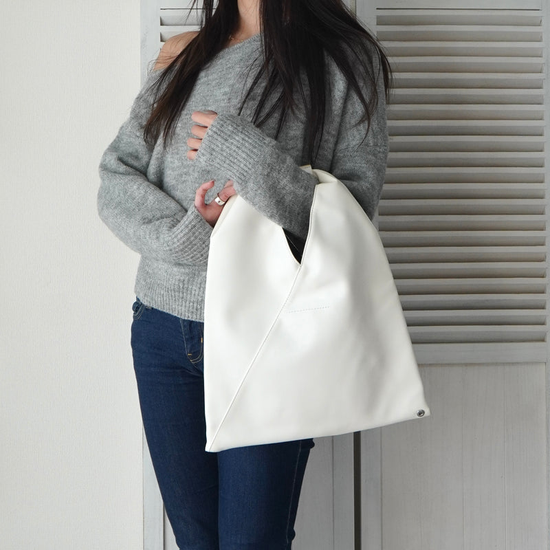 エムエムシックス メゾン マルジェラ ジャパニーズバッグ ミニ レザー ハンドバッグ ホワイト