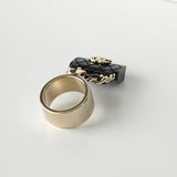 シャネル ココマーク マトラッセ リング シルバー / ブラック 9.5号 - NEWSED
