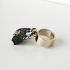 Chanel Coco Mark Matelasse 戒指，银色/黑色，尺码 9.5