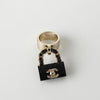 Chanel Coco Mark Matelasse 戒指，银色/黑色，尺码 9.5