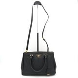 プラダ ガレリア トライアングルロゴ サフィアーノ 2way ハンドバッグ ショルダーバッグ ブラック