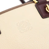 ロエベ アマソナ28 レザー バイカラー ハンドバッグ ベージュ / ブラウン