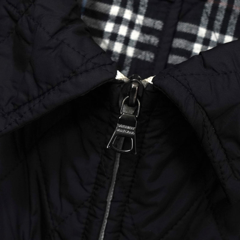 バーバリー ブルーレーベル ホースロゴ ノバチェック裏地 キルティングジャケット ブラック