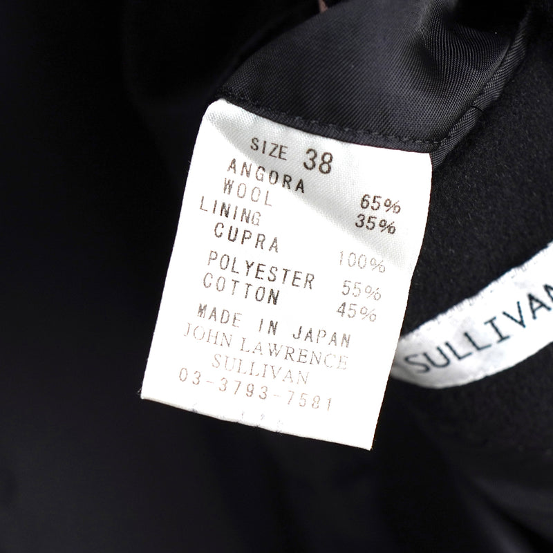 ジョンローレンスサリバン ベロア襟 アンゴラ ウール チェスターコート ブラック
