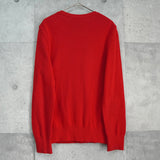 イヴサンローラン ヴィンテージ YSLロゴ 金ボタン コットン カーディガン レッド レディース