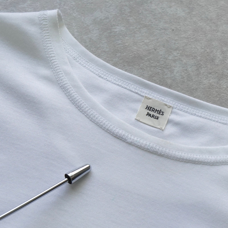 エルメス 刺繍 ポケット コットン Tシャツ ホワイト エルメス 刺繍 ポケット コットン Tシャツ ホワイト