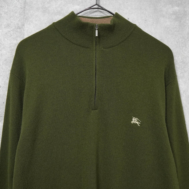 バーバリー ホースロゴ ハーフジップ ニット カーキ