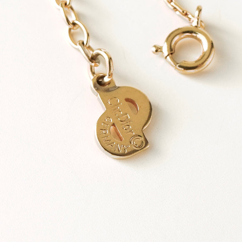 クリスチャン ディオール ヴィンテージ ラインストーン ネックレス GP ゴールド レディース