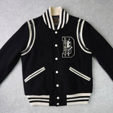 ヒステリックグラマー ガール ワッペン レザー切り替え ウール スタジャン ブラック