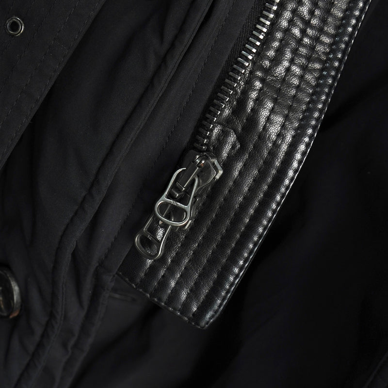 ポロ バイ ラルフローレン レザー切り替え フーデッド 中綿ジャケット コート ブラック